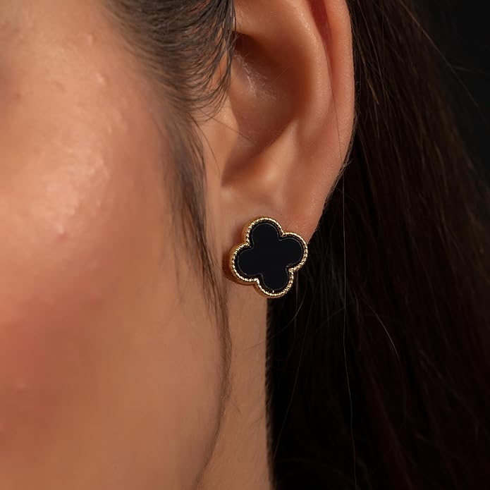 GFEEL Four Leaf Clover Earrings for Women Gold Stainless Steel Lucky 4 Leaf Ear Studs Jewelry Gift Clover Dainty Stud Earrings Hypoallergenic Clover Stud Earrings