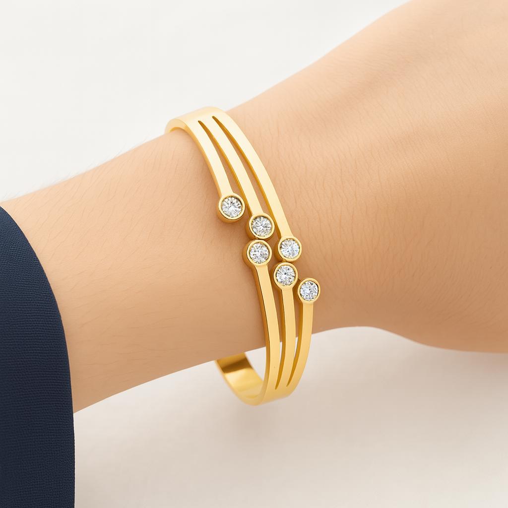 Women Handcuff| Gold Color| White Diamond