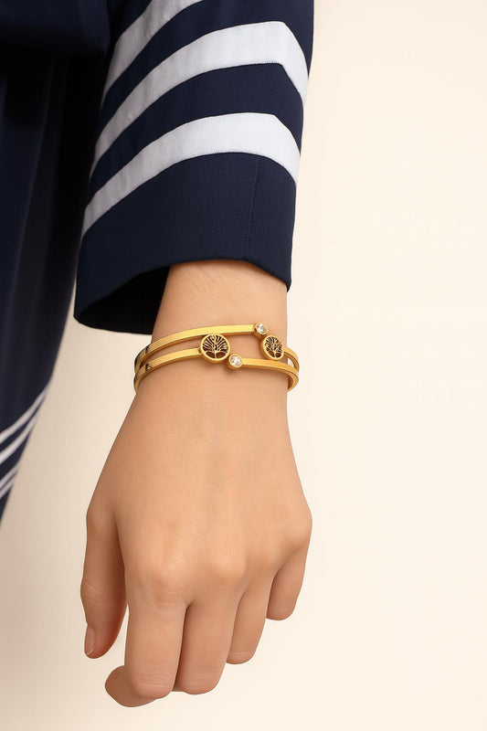 Elegant Stainless Steel Handcuff Tree Plant| Women Fashion