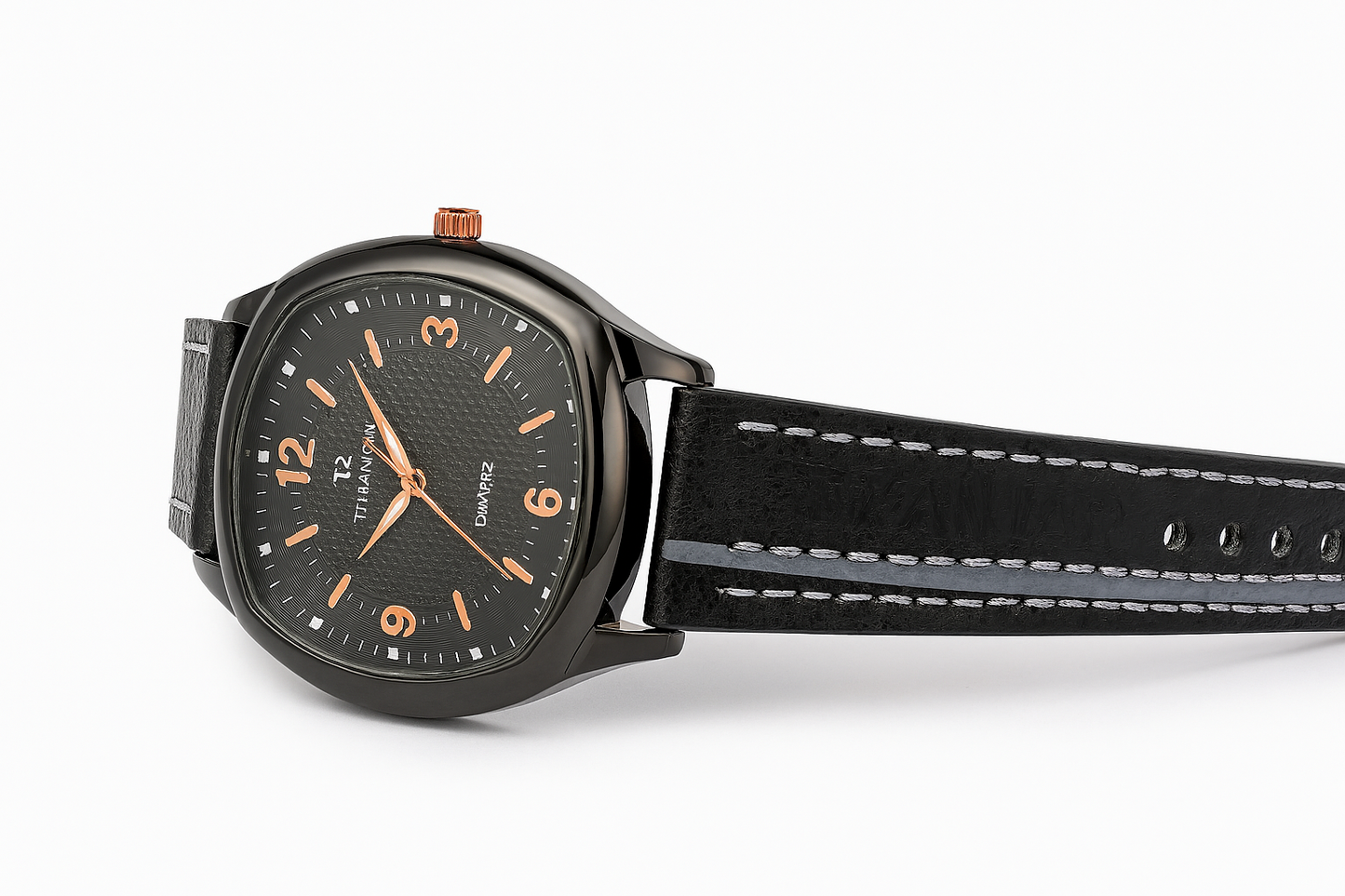 Tubular Black Men’s Quartz Watch | Premium Strap Edition