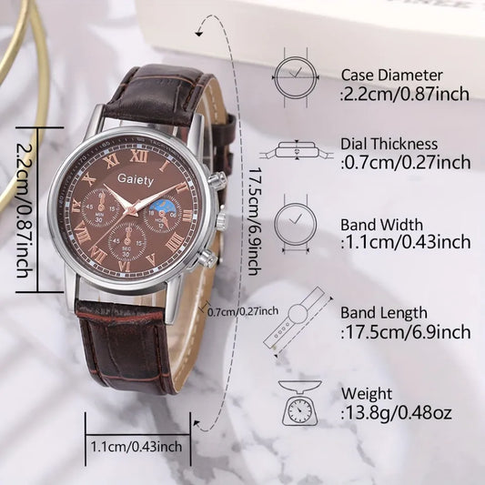 GAIETY Men’s Quartz Wrist Watch with PU Leather Band