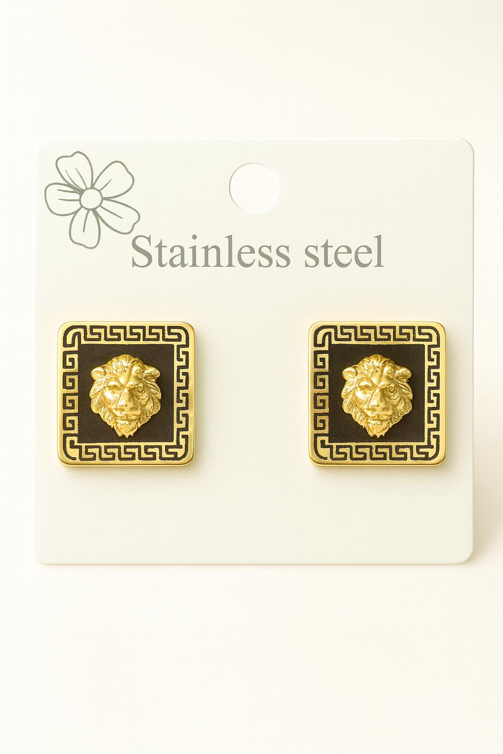 Hip Hop Head printed Earrings for Women in Black & Gold