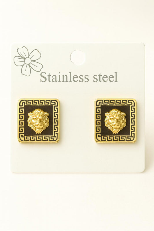 Hip Hop Head printed Earrings for Women in Black & Gold