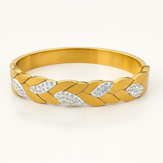 Product image Product image Product image Verdant veil Gold Cuff Bracelet with White Diamonds| Women Fashion