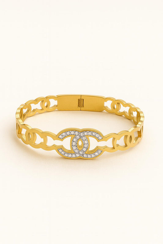 Stainless Steel Handcuff| Channel brand| Gold Diamond