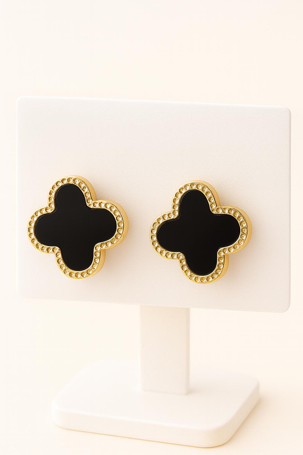 GFEEL Four Leaf Clover Earrings for Women Gold Stainless Steel Lucky 4 Leaf Ear Studs Jewelry Gift Clover Dainty Stud Earrings Hypoallergenic Clover Stud Earrings