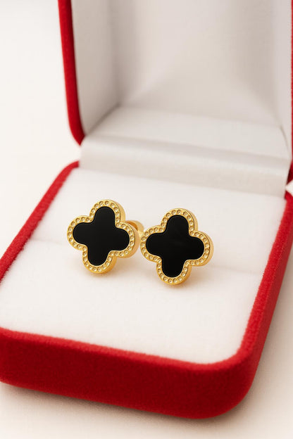 GFEEL Four Leaf Clover Earrings for Women Gold Stainless Steel Lucky 4 Leaf Ear Studs Jewelry Gift Clover Dainty Stud Earrings Hypoallergenic Clover Stud Earrings