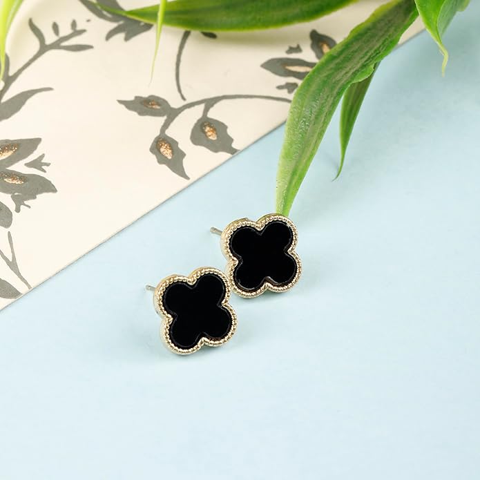 GFEEL Four Leaf Clover Earrings for Women Gold Stainless Steel Lucky 4 Leaf Ear Studs Jewelry Gift Clover Dainty Stud Earrings Hypoallergenic Clover Stud Earrings