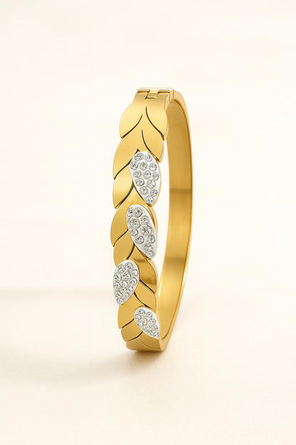 Product image Product image Product image Verdant veil Gold Cuff Bracelet with White Diamonds| Women Fashion