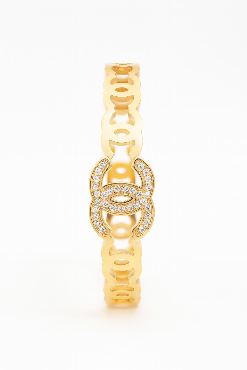 Stainless Steel Handcuff| Channel brand| Gold Diamond