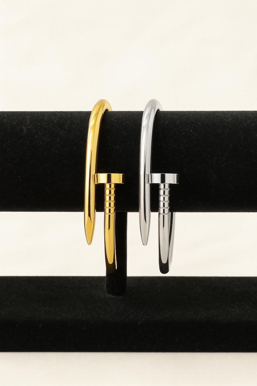 Pack of 2 cartier brand Nail shaped Handcuff for women| Stainless Steel