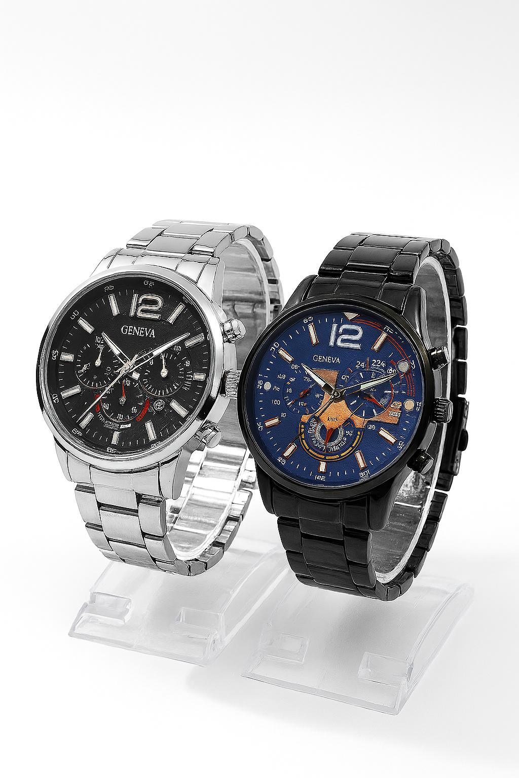 Pair of 2 Geneva Men’s Quartz| Stainless Steel