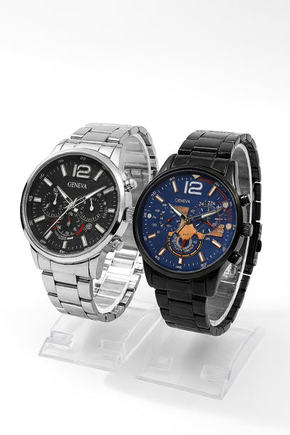 Pair of 2 Geneva Men’s Quartz| Stainless Steel
