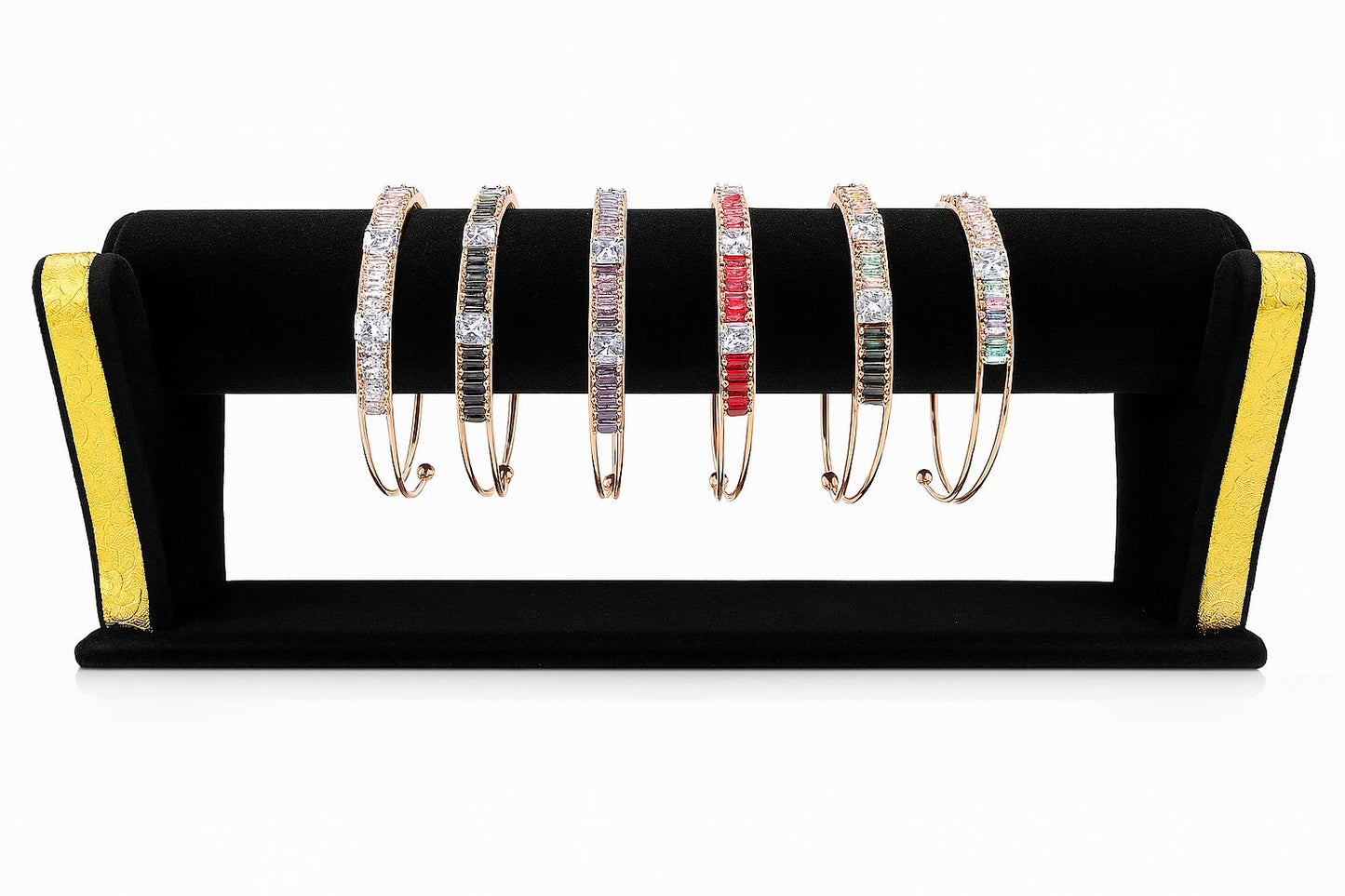 Lilly Zircon Stone Bangles Gold Black White-Women’s Choice Adjustable bangle