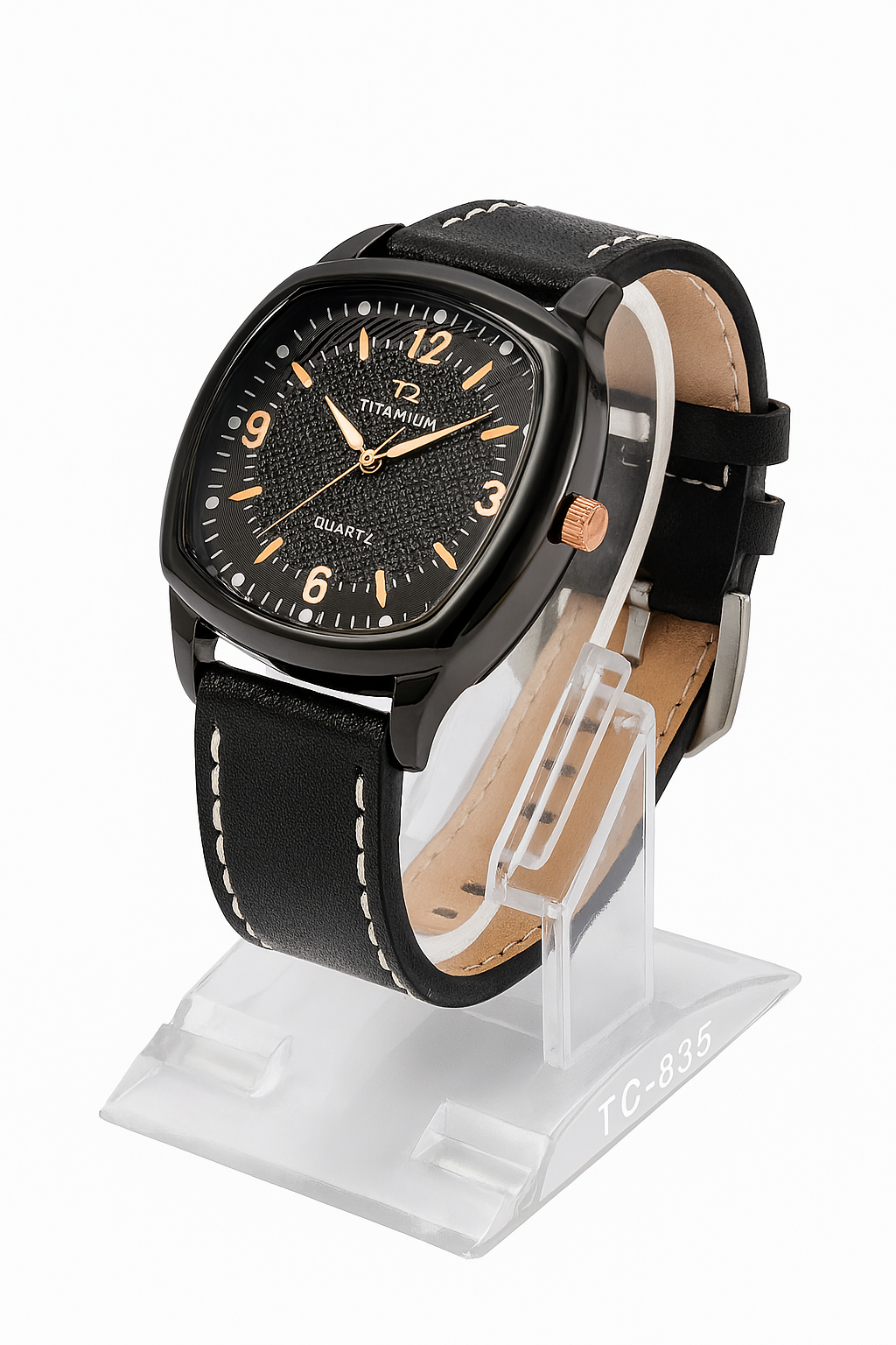 Tubular Black Men’s Quartz Watch | Premium Strap Edition