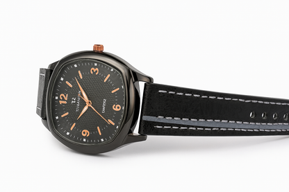 Tubular Black Men’s Quartz Watch | Premium Strap Edition