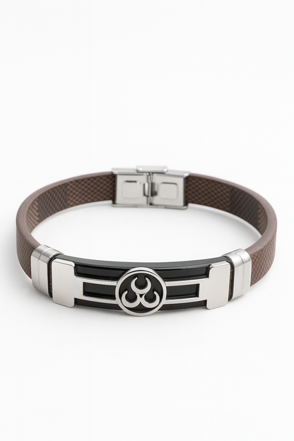 Anchor Leather bracelet for Men’s and Boys| Silver Brown