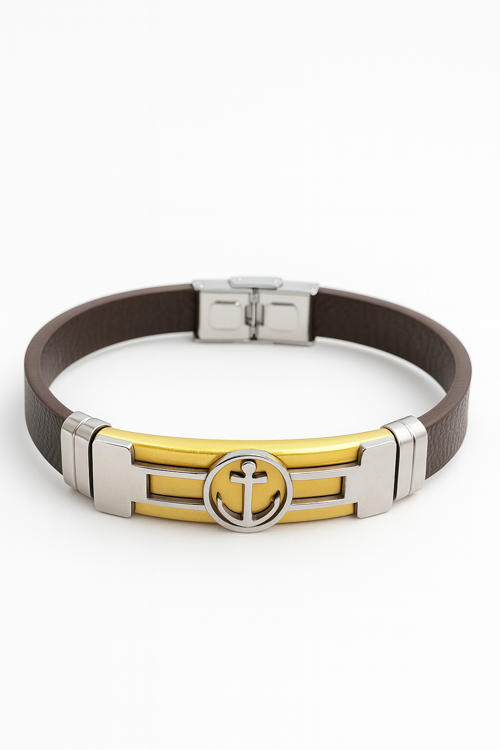 Silver Brown Strap| Anchor Style Men’s & Boys Bracelet