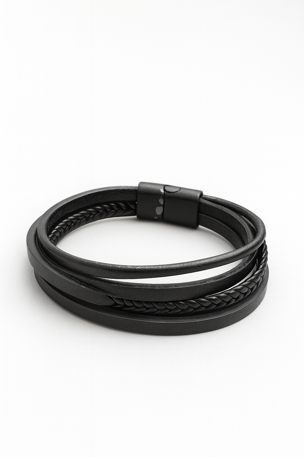 Stylish Multi Layer Black leather wrap bracelet for Men’s & Boys