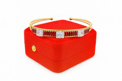 Lilly Zircon Stone Bangles Gold Black White-Women’s Choice Adjustable bangle