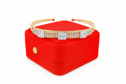 Lilly Zircon Stone Bangles Gold Black White-Women’s Choice Adjustable bangle