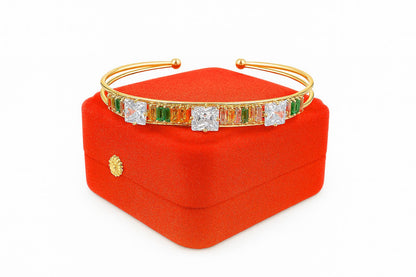 Lilly Zircon Stone Bangles Gold Black White-Women’s Choice Adjustable bangle