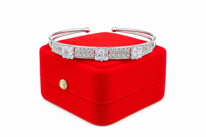 Lilly Zircon Stone Bangles Silver Women’s Choice Adjustable bangle