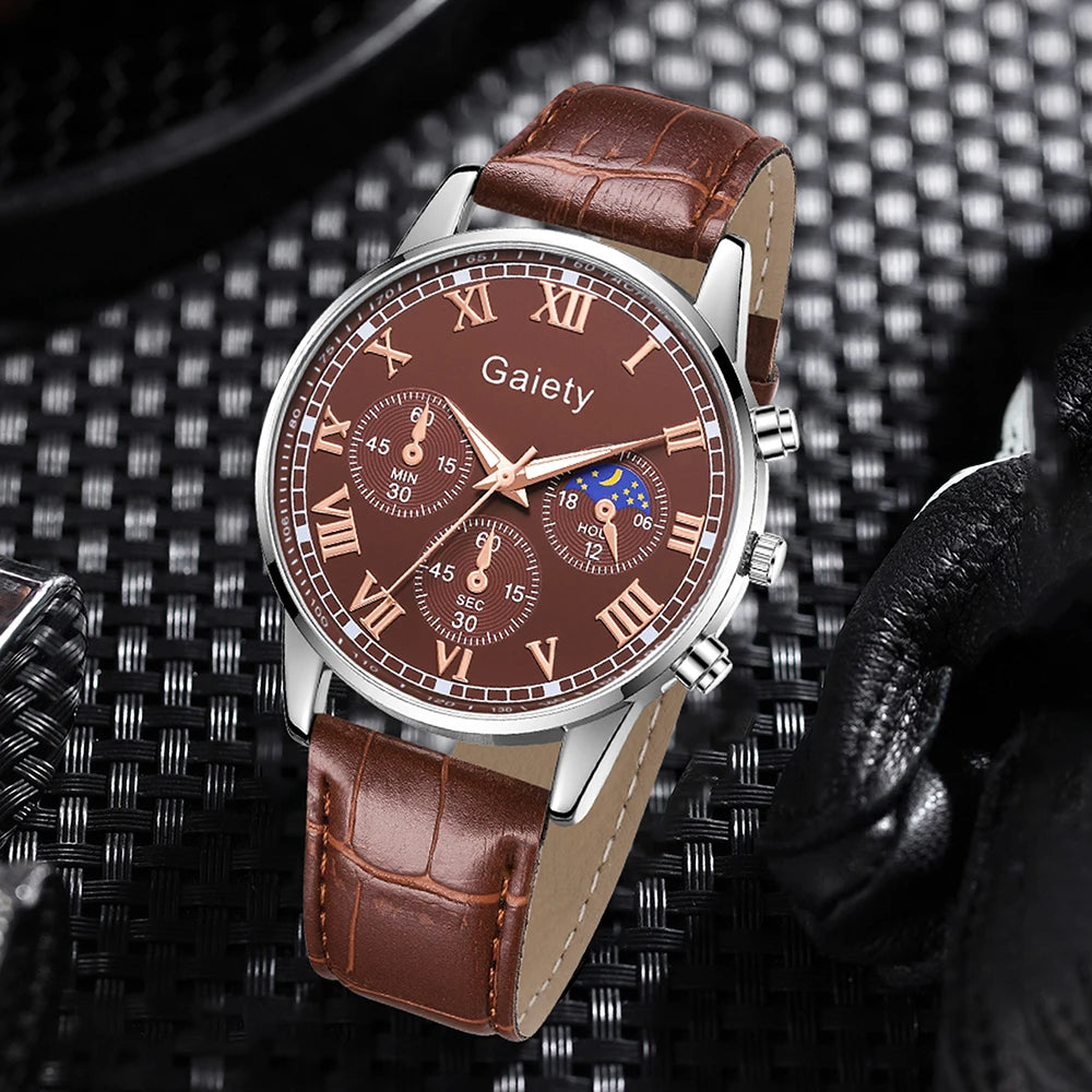 GAIETY Men’s Quartz Wrist Watch with PU Leather Band