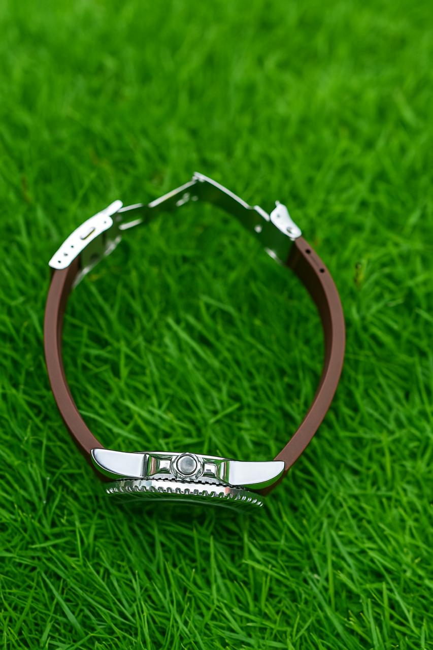 RINNEA-QUARTZ Watch-Brown Silicon Strap-Water Resistant-Calendar Option