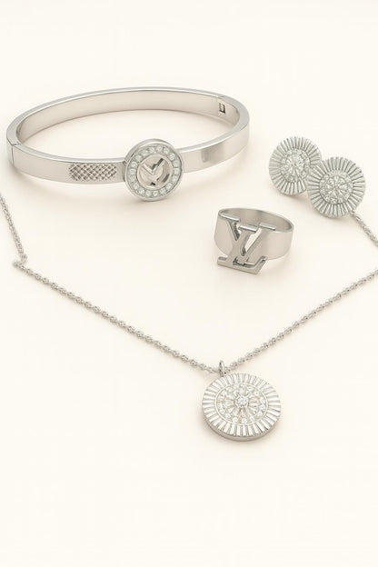 4 in 1 LV Silver Classic jewelry
