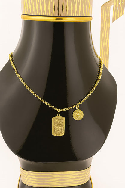2 in 1 Gold Color Bold Dual Charm Design Pendant for women