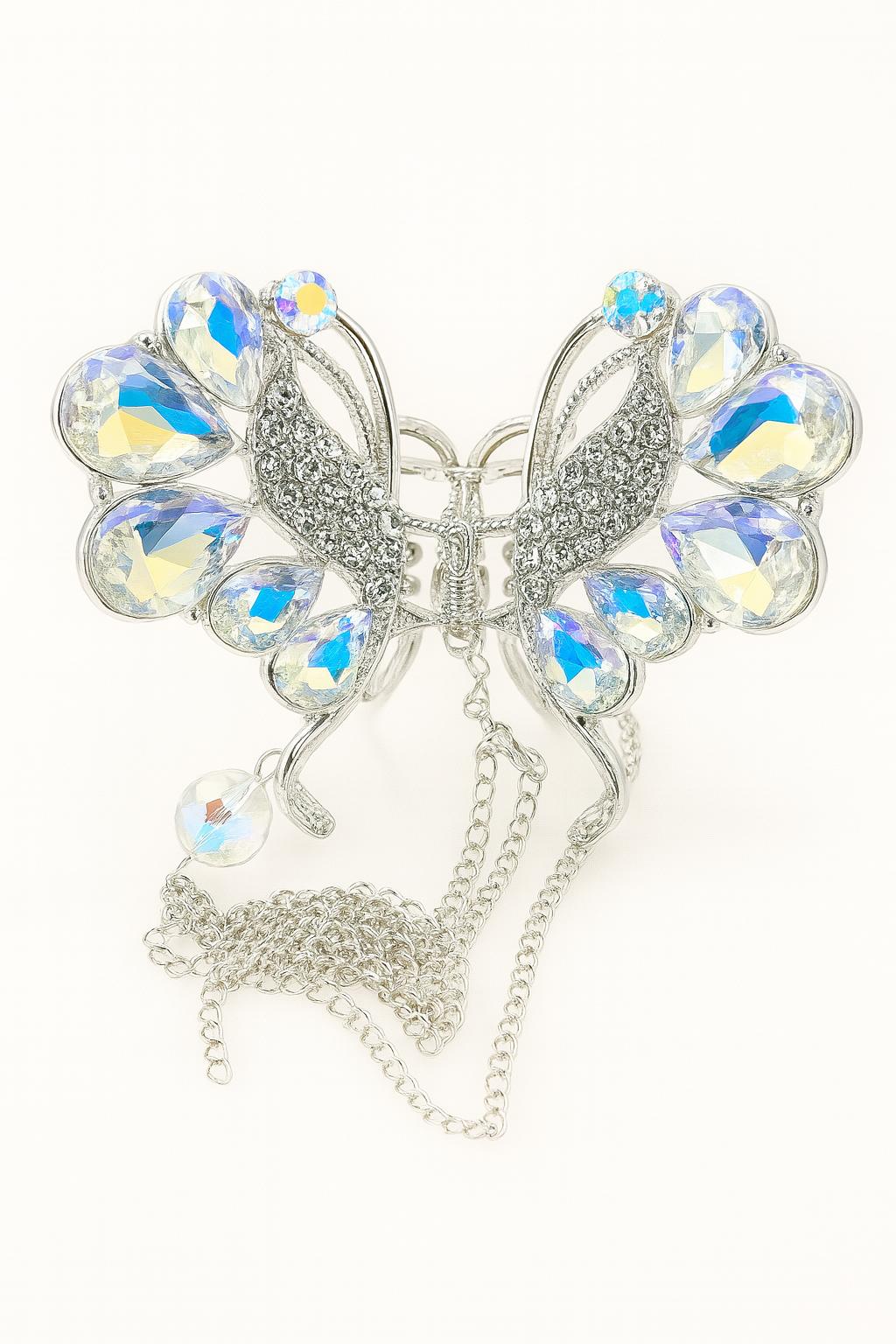 Vintage Style Butterfly Hair Catcher Golden & Silver for women with beautiful stones