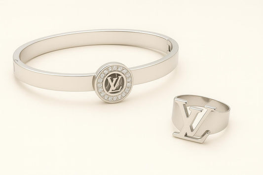 4 in 1 LV Silver Classic jewelry