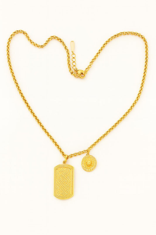 2 in 1 Gold Color Bold Dual Charm Design Pendant for women