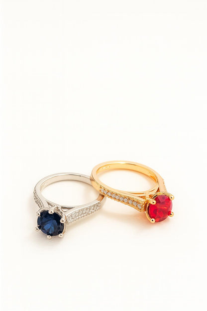 Silver and Gold Zircon Stones Rings for Women| Premium Quality Adjustable